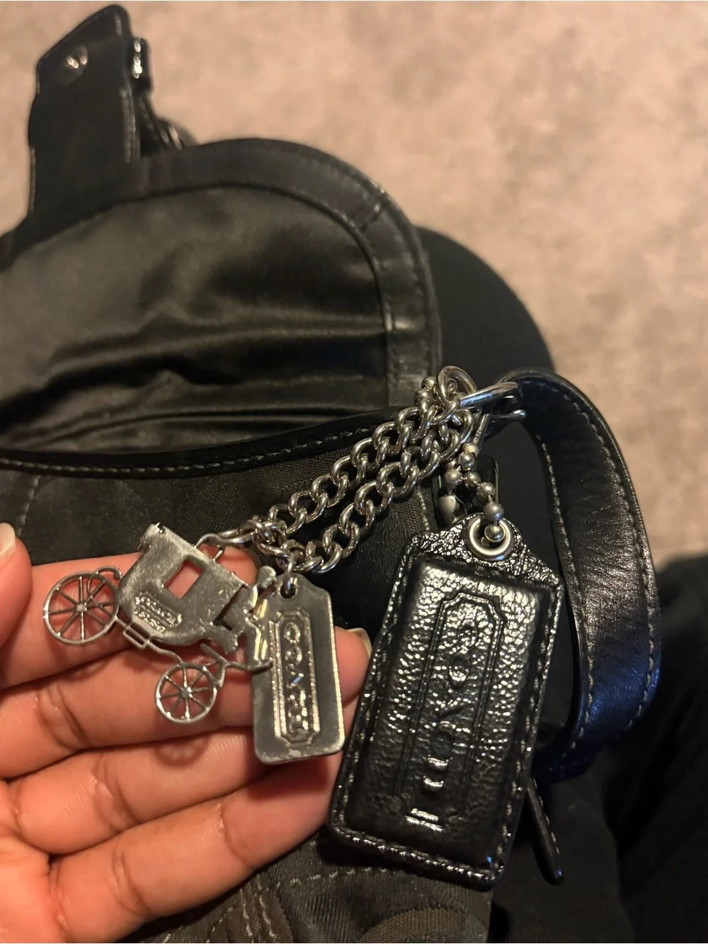 Coach SoHo Black Mini Buckle Flap Bag Y2K